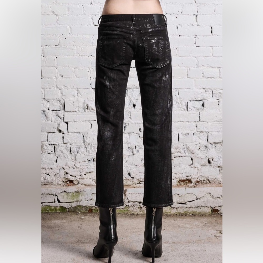 R13 Boy Straight- Silvered Black Stretch Sz 27 - Picture 6 of 9